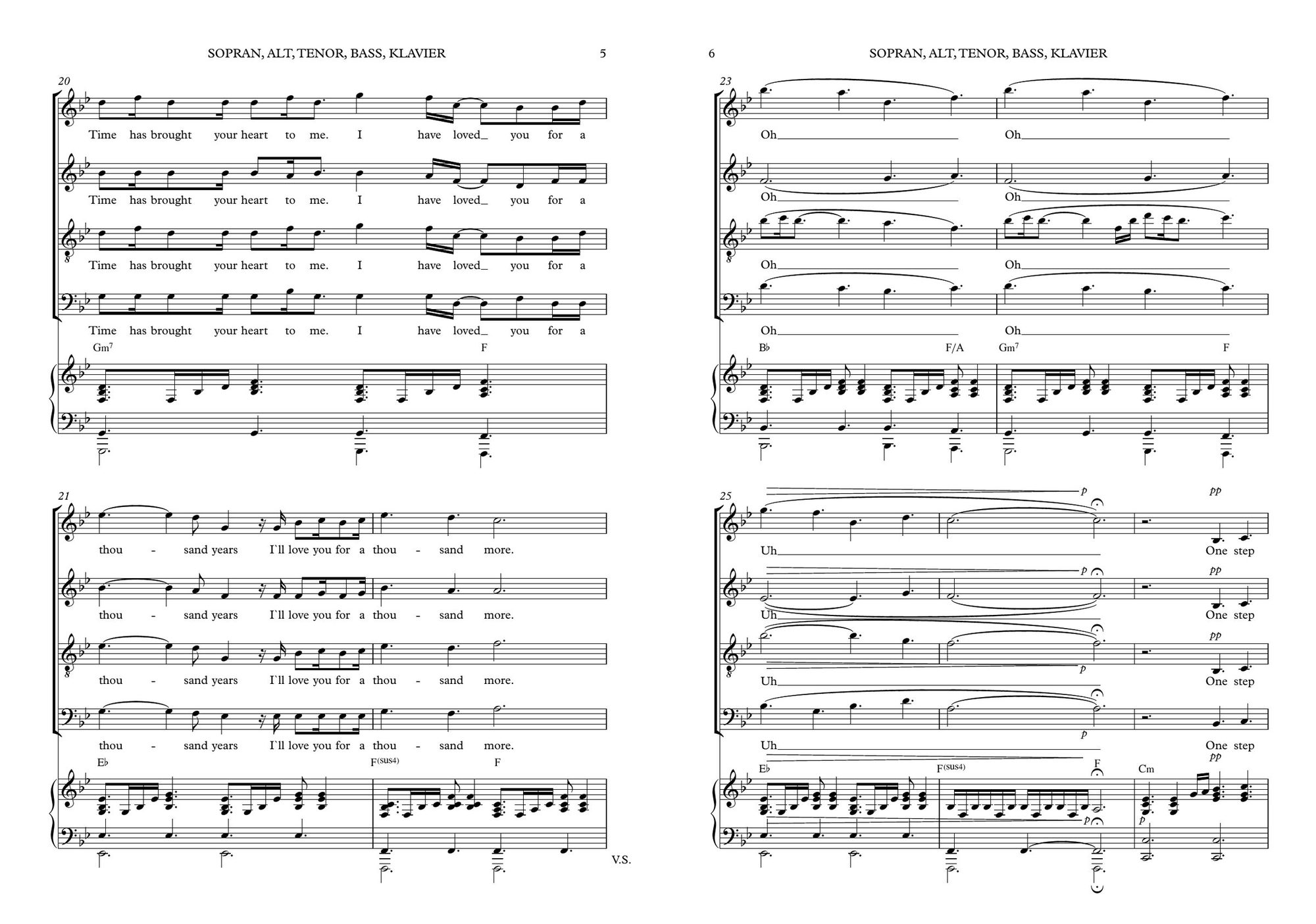 A Thousand Years SATB Noten Vorschau — vierstimmige Chorpartitur mit Klavierbegleitung und Akkordsymbolen