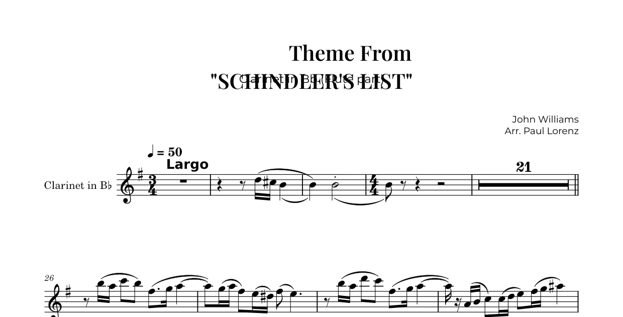 Beispiel: die Stimme für Flöte als Klarinette in B