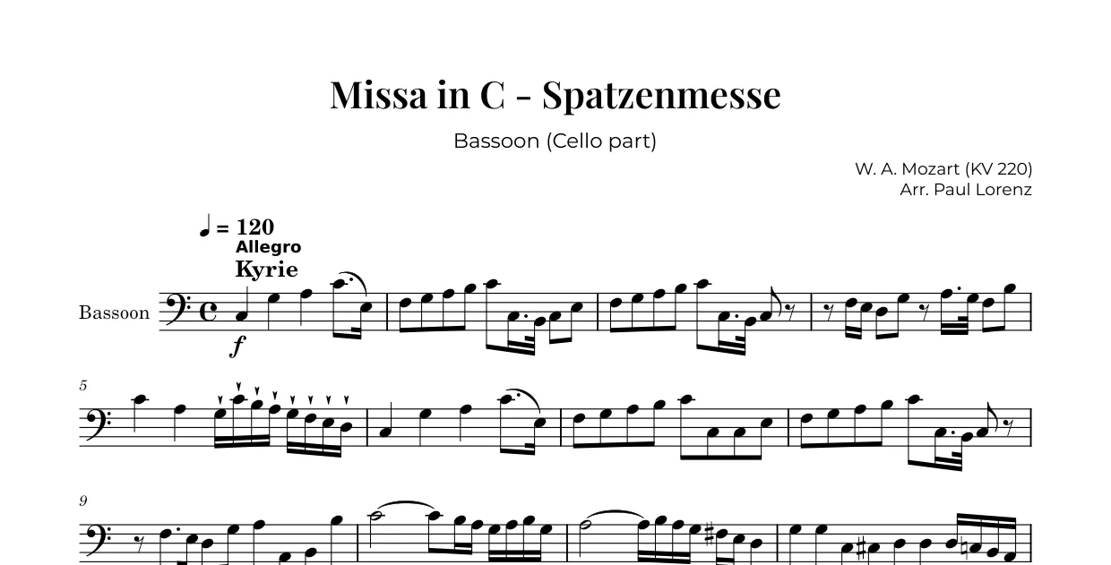 Beispiel: die Stimme für Violoncello als Fagott