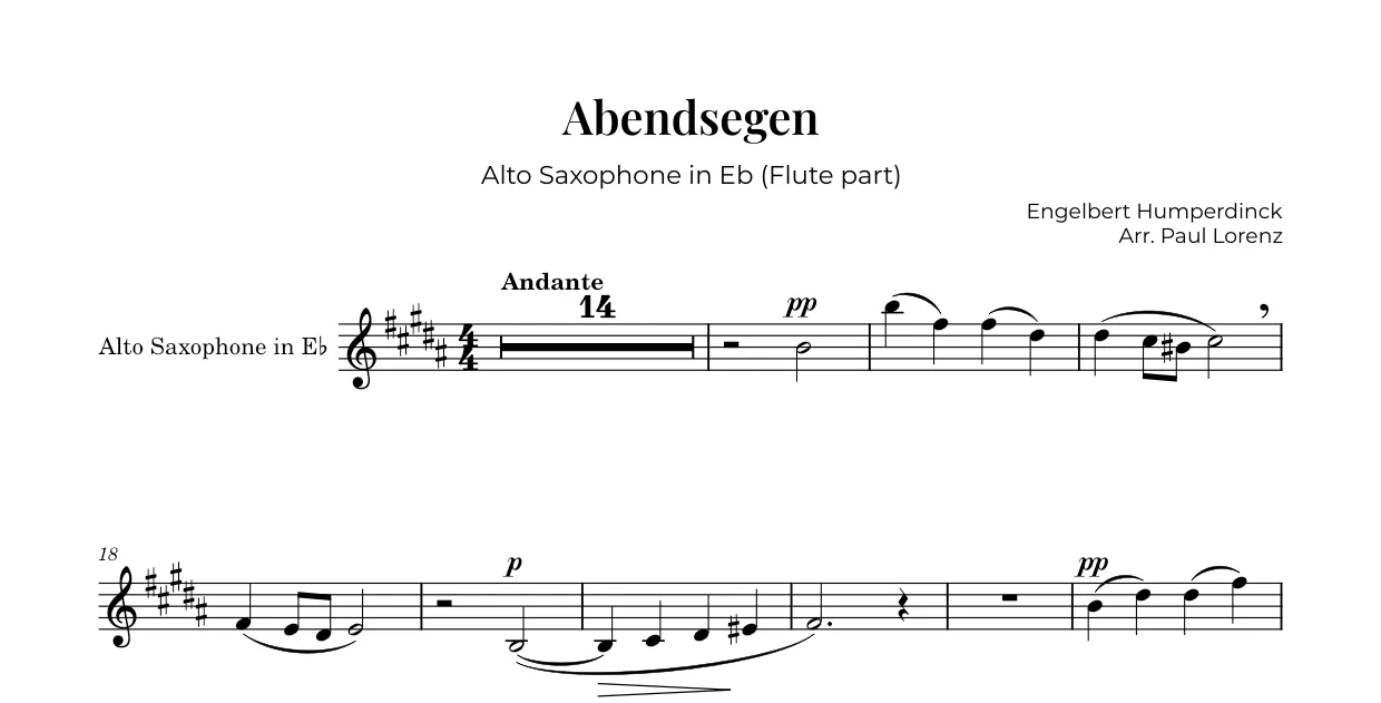 Beispiel: die Stimme für Flöte als Altsaxophon in Es