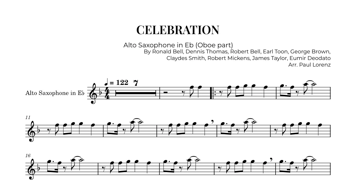 Beispiel: die Stimme für Oboe als Altsaxophon in Es