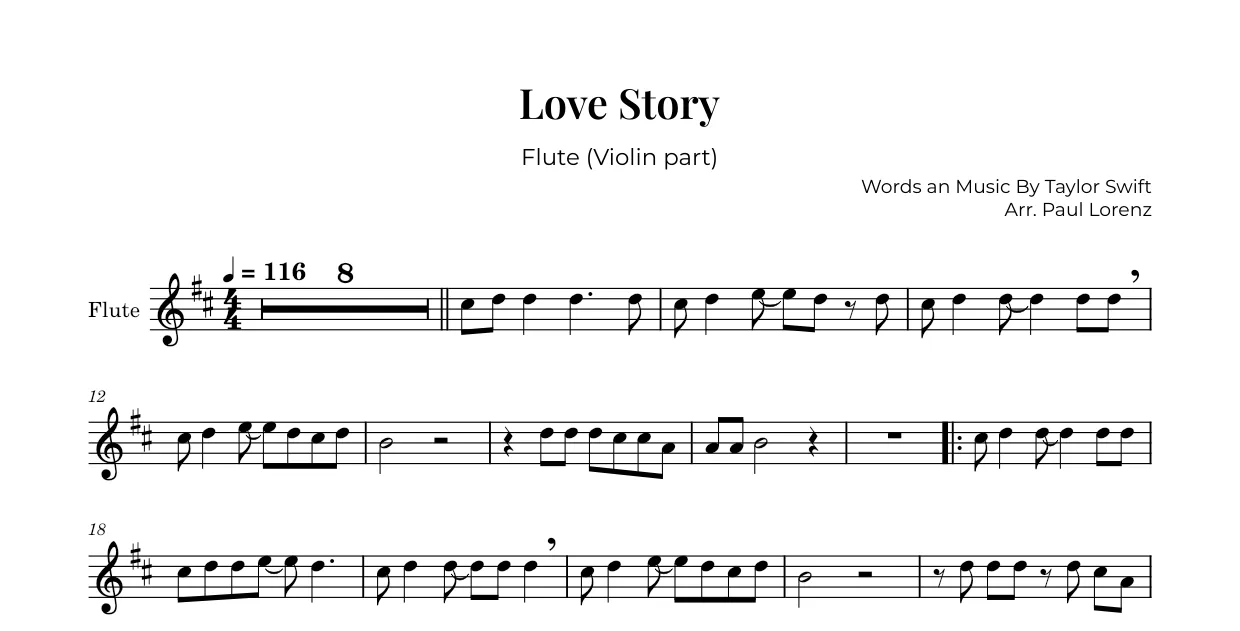 Example: the Violin part as Flute