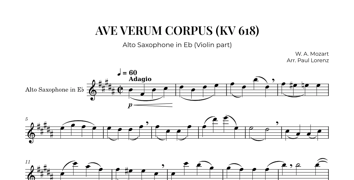 Beispiel: die Stimme für Violine I als Altsaxophon in Es