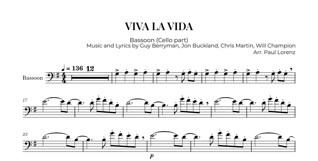 Beispiel: die Stimme für Violoncello als Fagott
