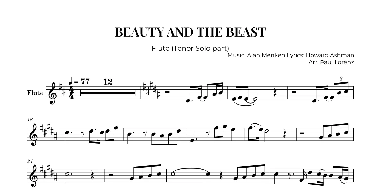 Example: the Voice II part as Flute