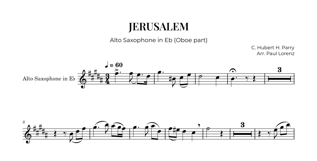 Beispiel: die Stimme für Oboe als Altsaxophon in Es