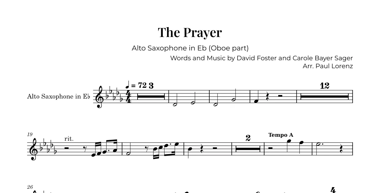 Beispiel: die Stimme für Oboe als Altsaxophon in Es