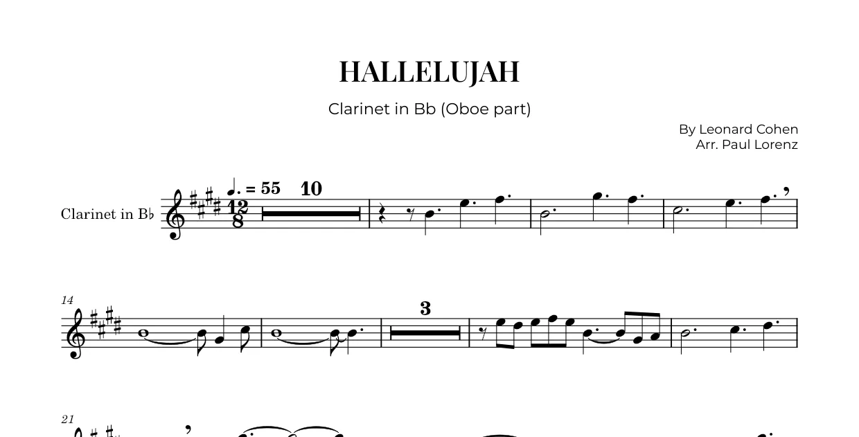 Beispiel: die Stimme für Oboe als Klarinette in B